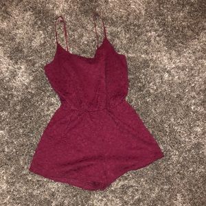 Burgundy lace romper